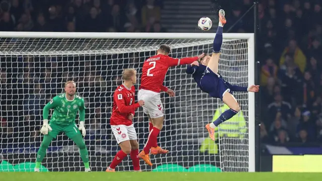 Scott McTominay scores a bicycle kick for Scotland