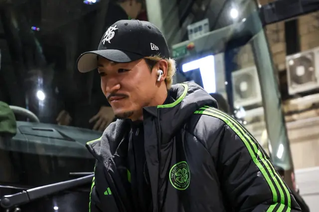 Daizen Maeda arriving at Hampden