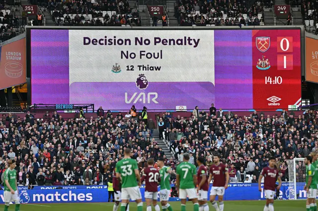 VAR check result displayed on the big screen
