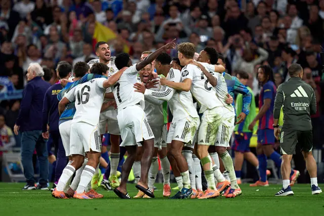 Real Madrid celebrate beating Barcelona