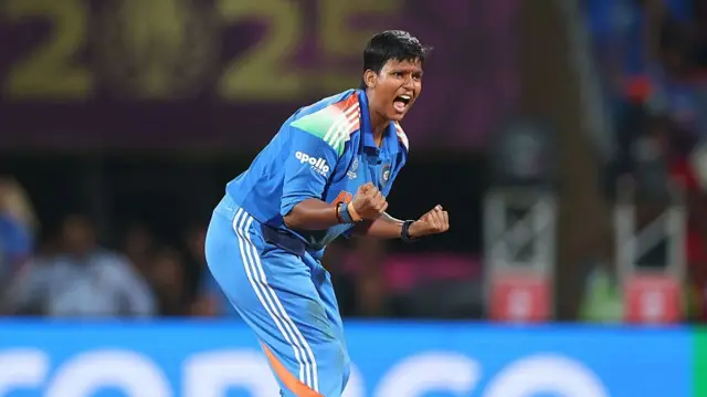 Deepti Sharma celebrates a wicket