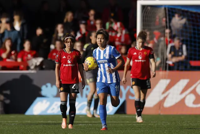 Brighton & Hove Albion's Kiko Seike celebrates scoring their second goal