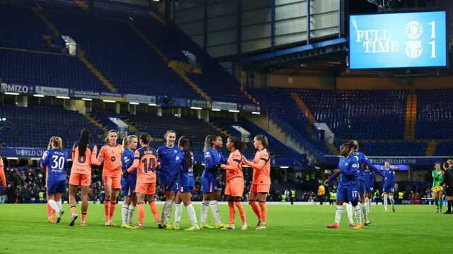 Players shake hands at full time