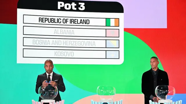 Republic of Ireland's name is drawn out of the hat during the World Cup play-off draw