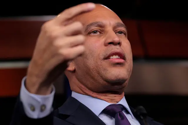 Hakeem Jeffries speaks at conference inside the US Capitol visitors center