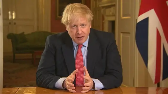 Screen grab dated 23/03/20 of of Prime Minister Boris Johnson addressing the nation from 10 Downing Street