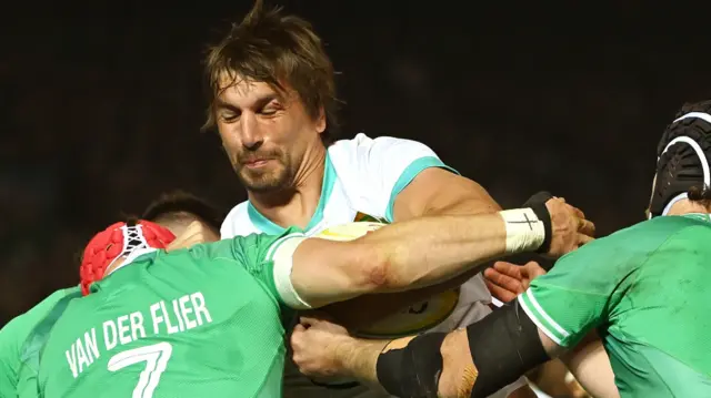 South Africa lock Eben Etzebeth carries the ball into the Ireland defence