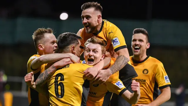 Carrick Rangers players celebrate