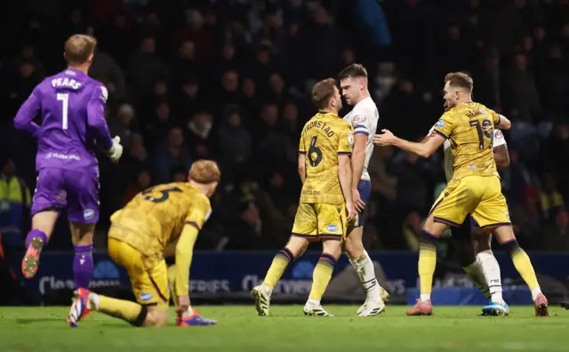 Ben Whiteman of Preston North End clashes with Sondre Tronstad of Blackburn Rovers