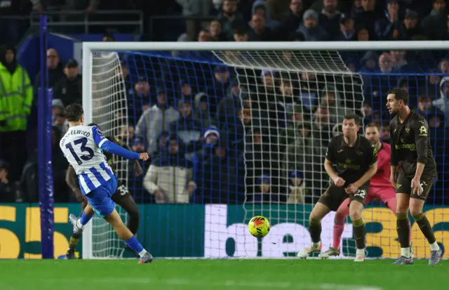 Brighton & Hove Albion's Jack Hinshelwood scores their second goal