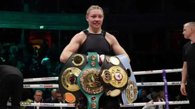 Lauren Price with her belts