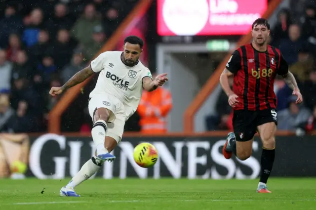 West Ham United's Callum Wilson scores their first goal