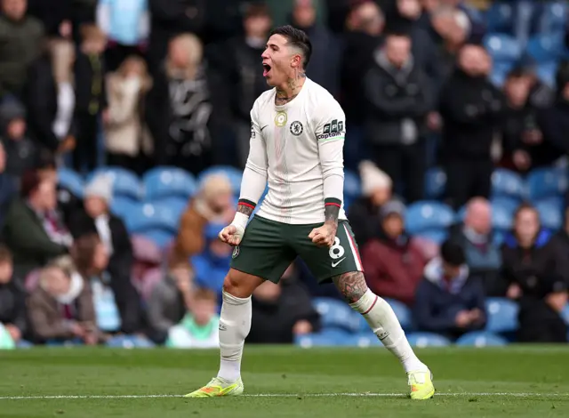 Enzo Fernandez celebrates at Turf Moor