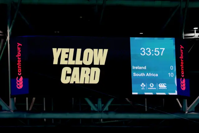 A yellow card scoreboard
