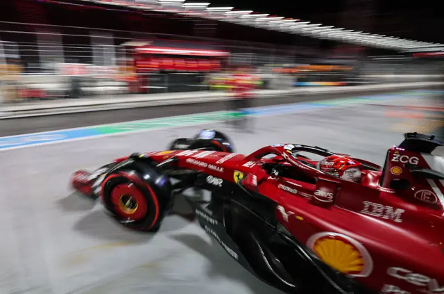 Charles Leclerc leaving the pit lane in his Ferrari