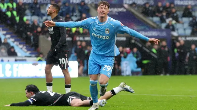 Victor Torp celebrates