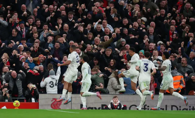 Nottingham Forest's Murillo celebrates scoring their first goal with teammates