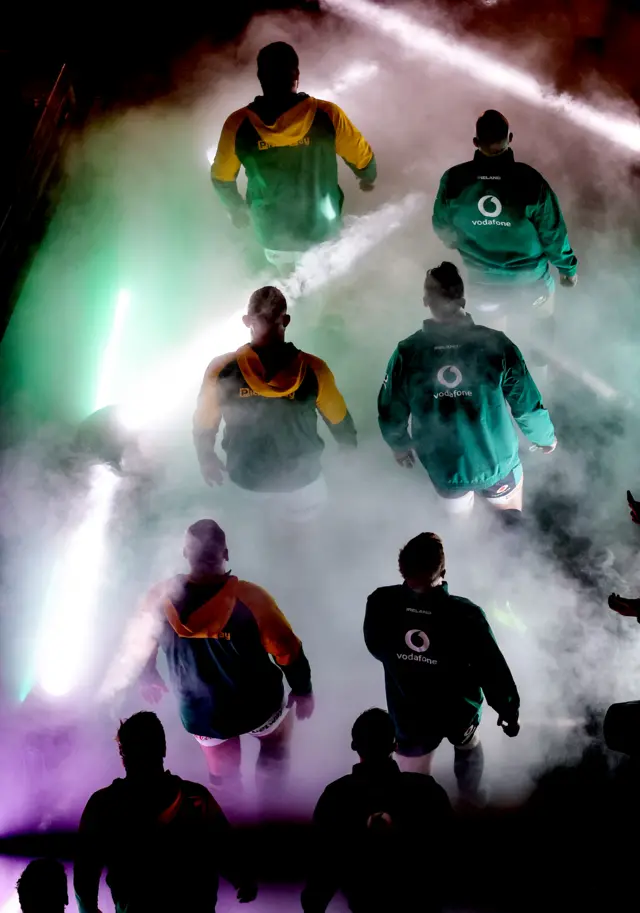 Players enter the piytch