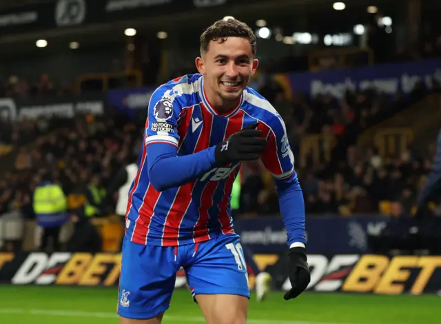 Crystal Palace's Yeremy Pino celebrates scoring their second goal