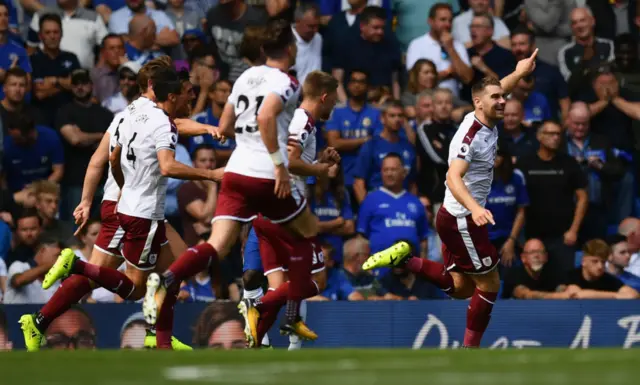 Burnley's Sam Vokes celebrates