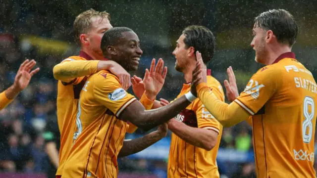 Motherwell players celebrate