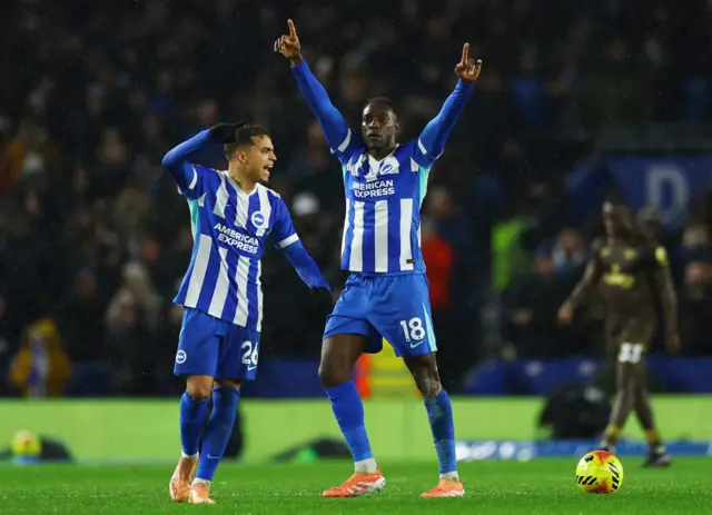 Brighton & Hove Albion's Danny Welbeck celebrates scoring their first goal