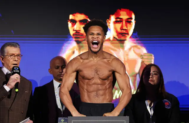 Devin Haney flexes his muscles