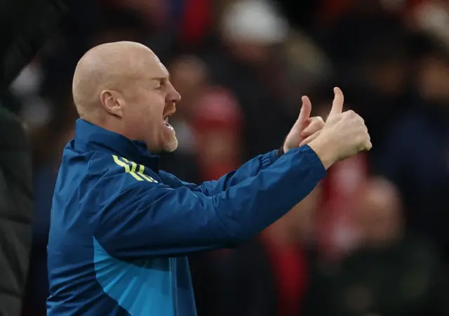Sean Dyche reacts at Anfield