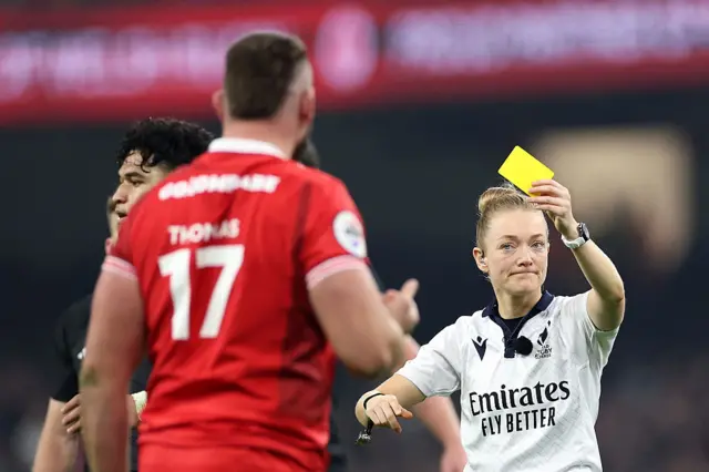 Gareth Thomas is shown a yellow card