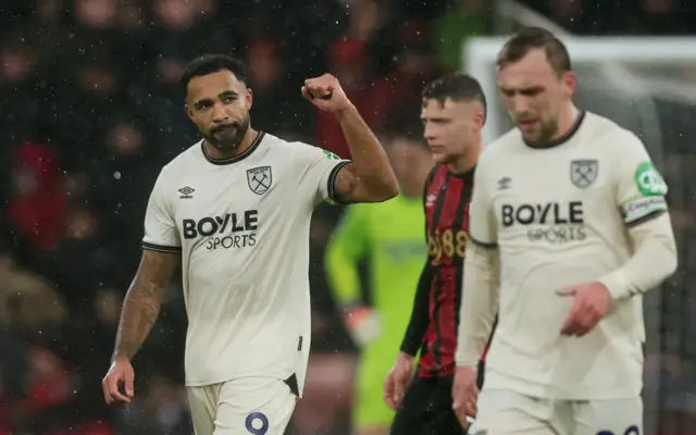 West Ham United's Callum Wilson celebrates scoring their second goal