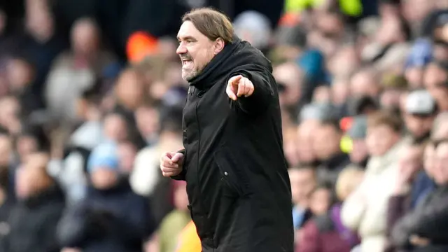 Leeds United manager Daniel Farke gestures on the touchline during the Premier League match at Elland Road, Leeds.