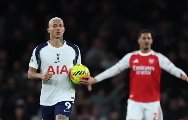 Tottenham Hotspur's Richarlison celebrates scoring their first goal.