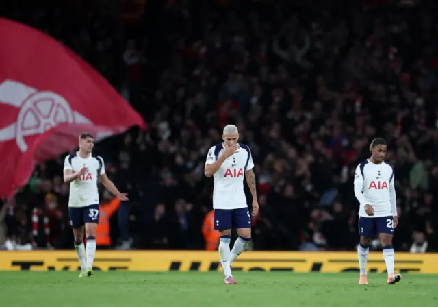 Tottenham Hotspur's Richarlison looks dejected after Arsenal's Eberechi Eze scores their second goal