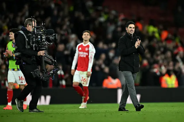 Mikel Arteta celebrates win over Tottenham at Emirates