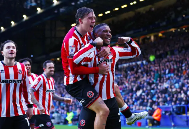 Tyrese Campbell of Sheffield United celebrates scoring a goal