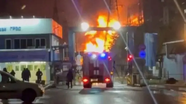 Another verified video shows fire crews at the plant