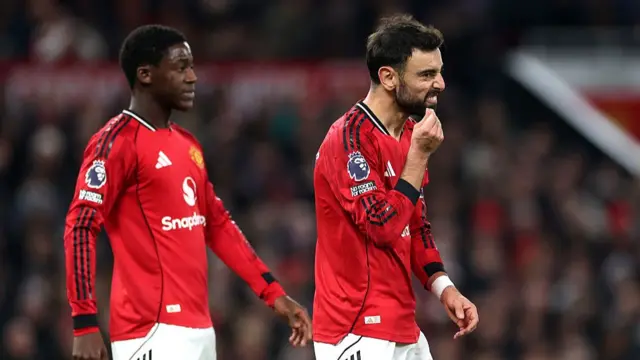 Bruno Fernandes of Manchester United reacts