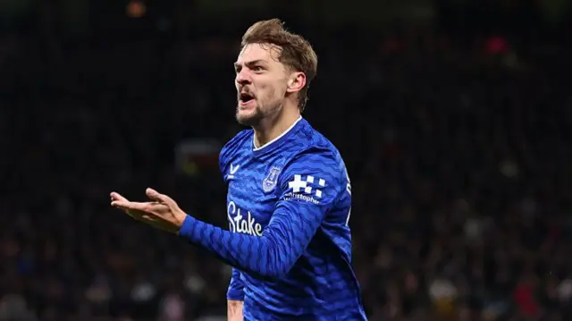 Kieran Dewsbury-Hall of Everton celebrates scoring