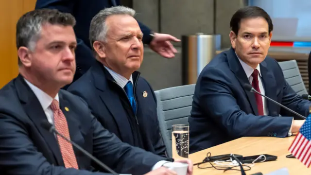 US presidential envoy Steve Witkoff, second left, and US Secretary of state Marco Rubio
