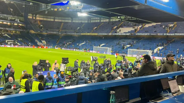 The TV positions at Stamford Bridge full of legendary ex-players and reporters