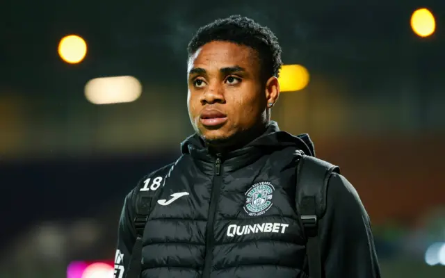 Miguel Chaiwa in his Hibs tracksuit