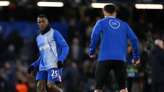 Moises Caicedo of Chelsea during the warm up