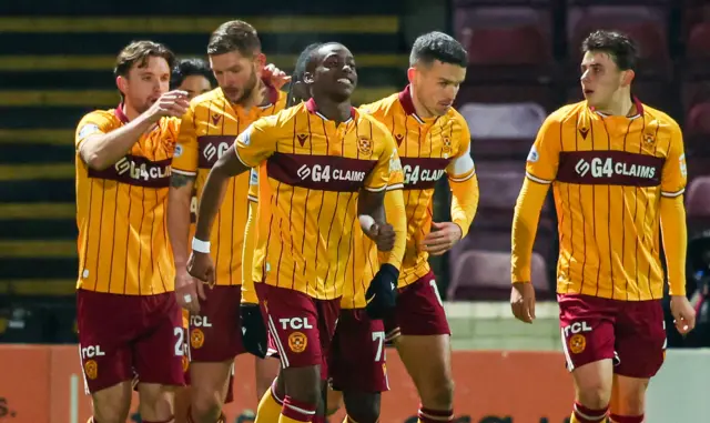 Motherwell celebrate their first goal