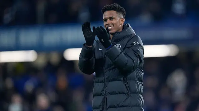 Estevao of Chelsea celebrates the victory