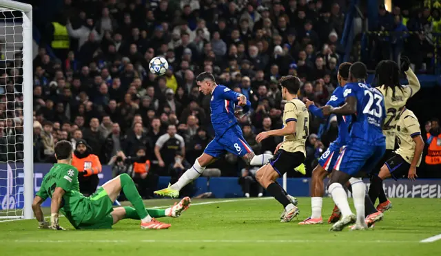 Enzo Fernandez of Chelsea scores a goal which is disallowed
