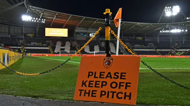 A sign at Hull's MKM Stadium