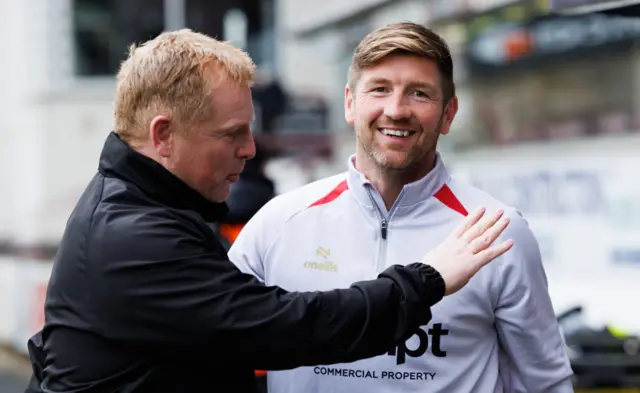 Neil Lennon and Mark Wilson at East End Park in September