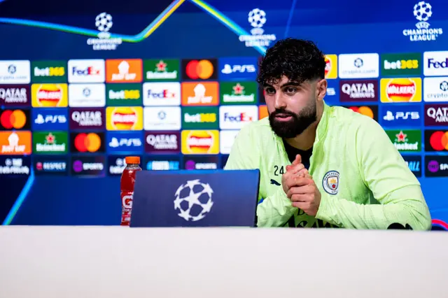 Josko Gvardiol speaking in Manchester City Champions League press conference