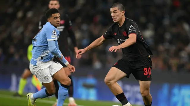 Man City v Leverkusen action