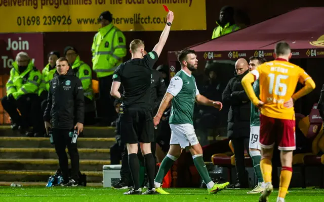 Grant Hanley was sent off for denying a goal-scoring opportunity